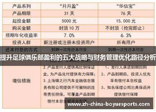 提升足球俱乐部盈利的五大战略与财务管理优化路径分析 提升足球俱乐部盈利的五大战略与财务管理优化路径分析